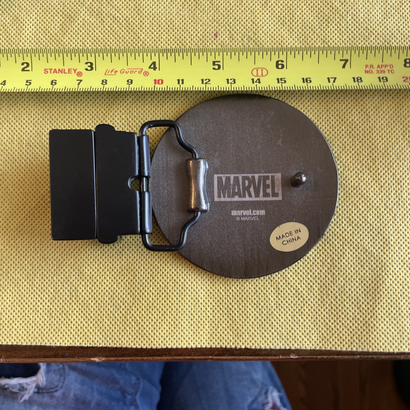 Marvel Heroes Deadpool Graphic Belt Buckle Black Red Clamp Closure Anchor