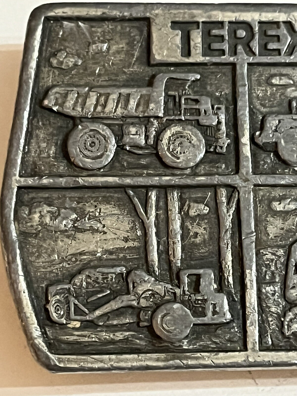 TEREX by GM Heavy Equipment Belt Buckle Silver Tone Unbranded USA 3” x 2” VTG