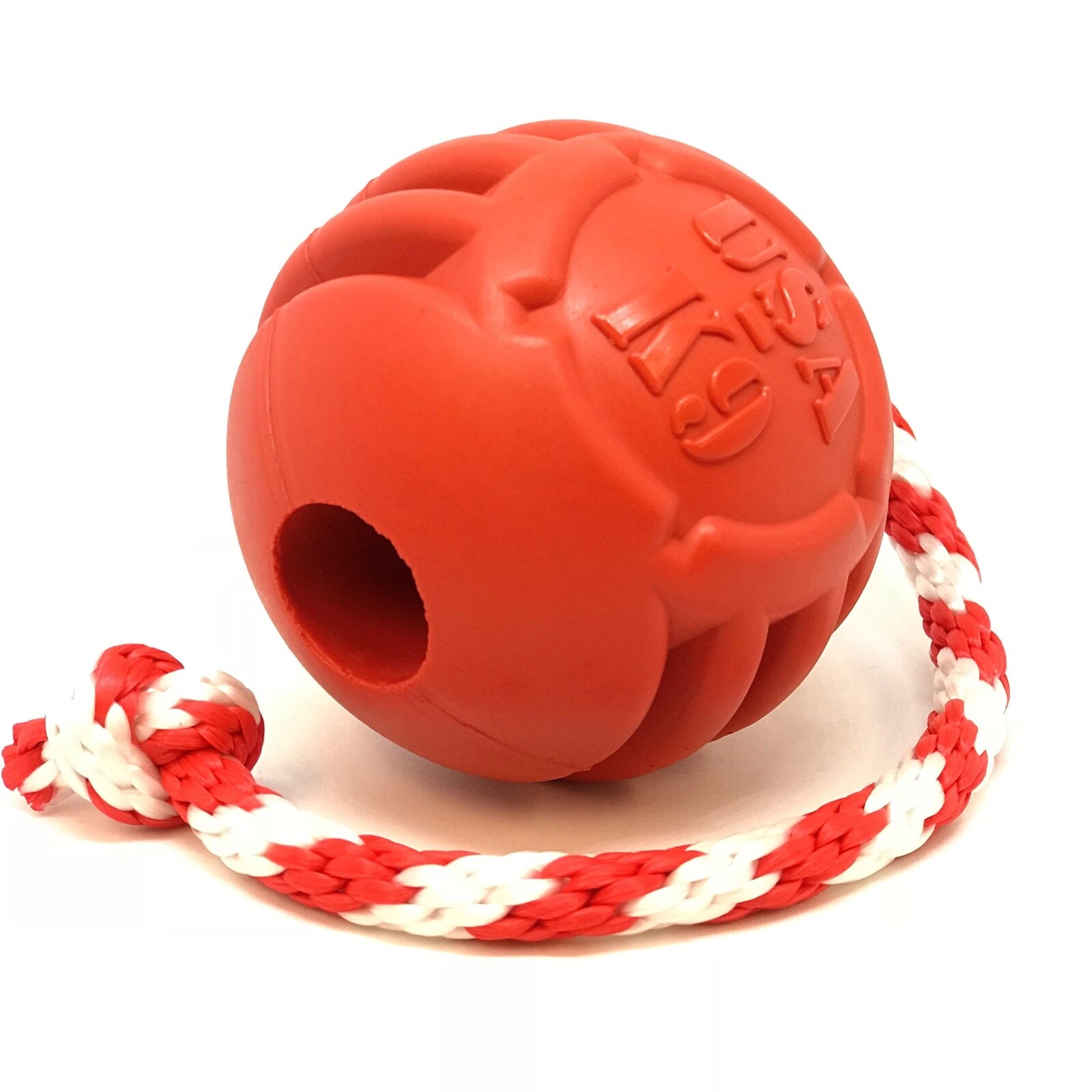 USA-K9 Stars And Stripes Ultra-Durable Reward Ball With Rope – Dog & Puppy