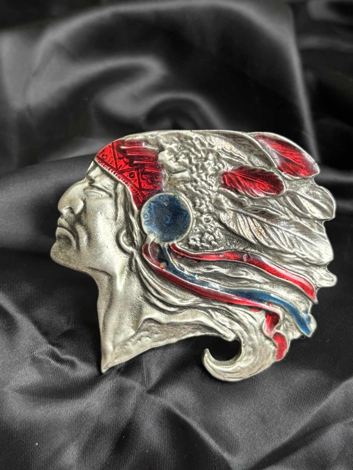 Vintage Chief Belt Buckle By The Great American Buckle Company Chicago 3&Prime;x3&Prime;