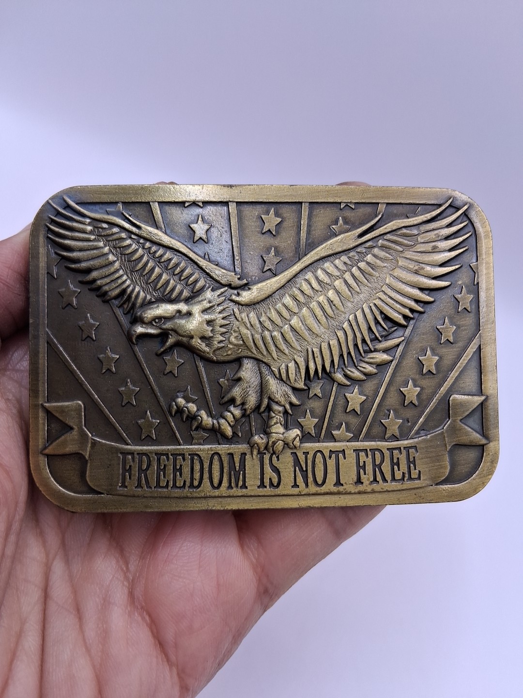 Sponsor 2014 Flying Eagle Freefom Is Not Free W Stars Stripes Metal Belt Buckle