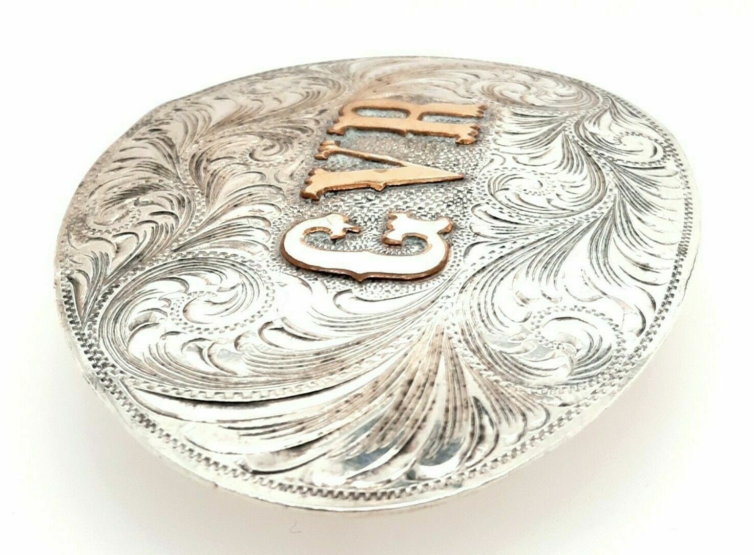 Sterling Silver The Westerner Reno Nevada Belt Buckle GVR Gold Overlay