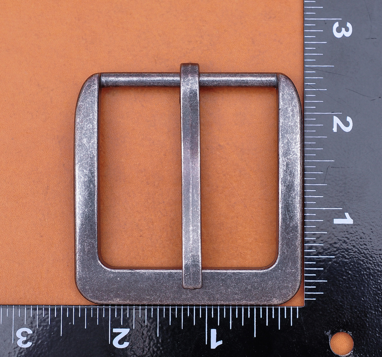 46mm Retro Silver Two-Tone Heavy Square Wide Single Prong Pin Clips Belt Buckle