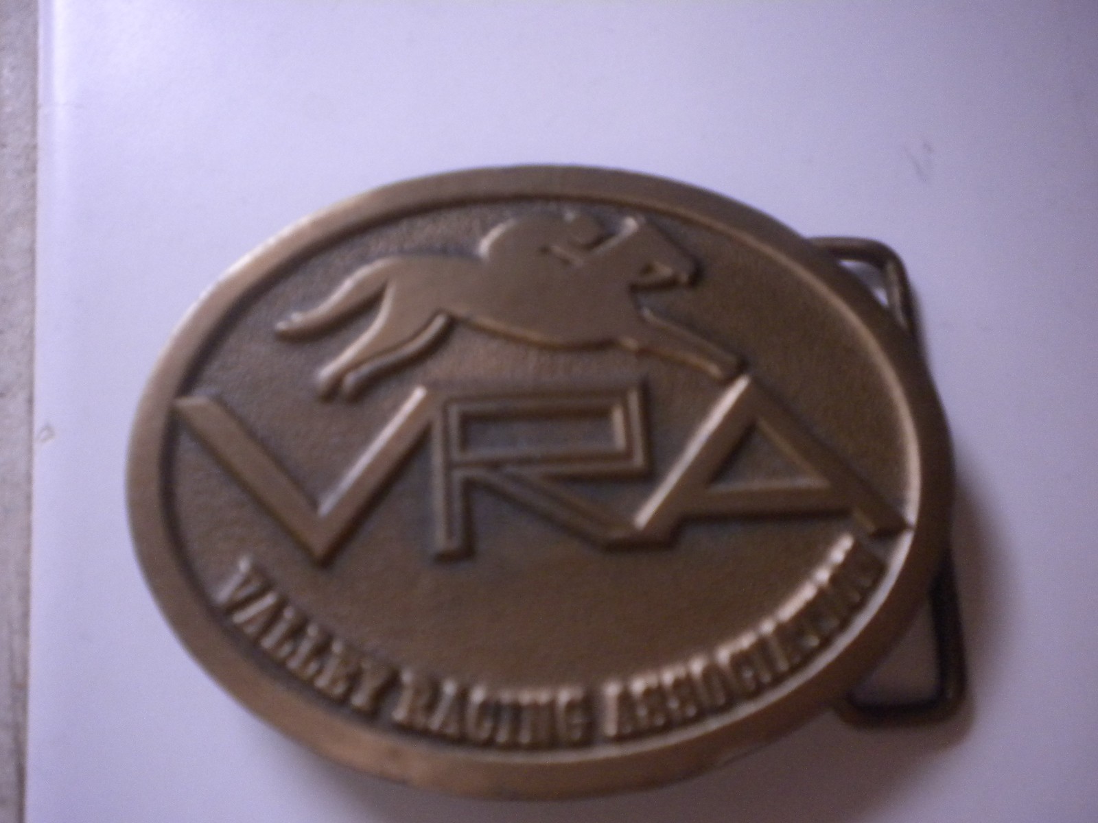 Vintage Brass Belt Buckle VRA Valley Horse Association Horse Racing