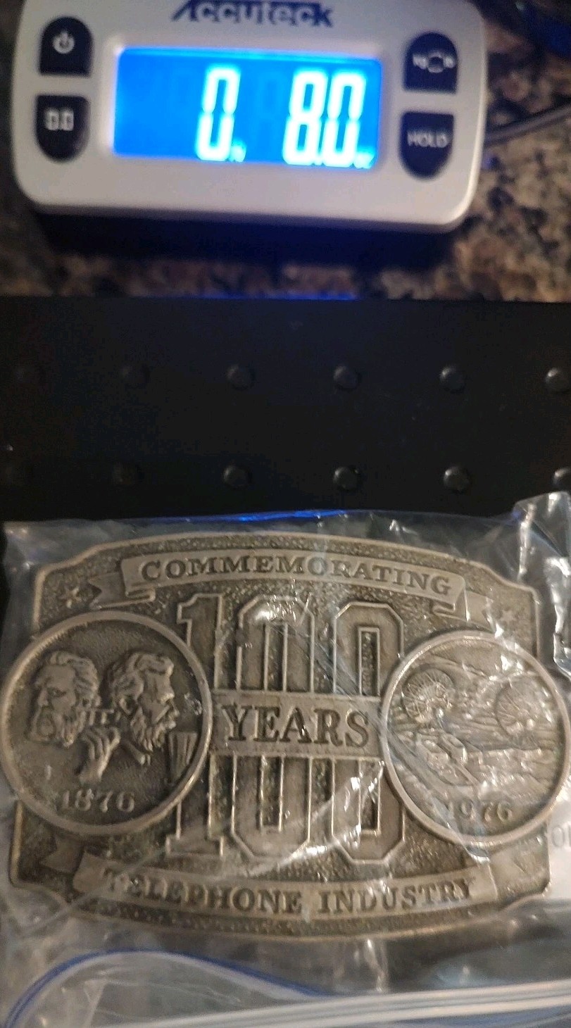 Vintage Lewis of Chicago Telephone Industry Belt Buckle 100 Years 1876-1976 USA