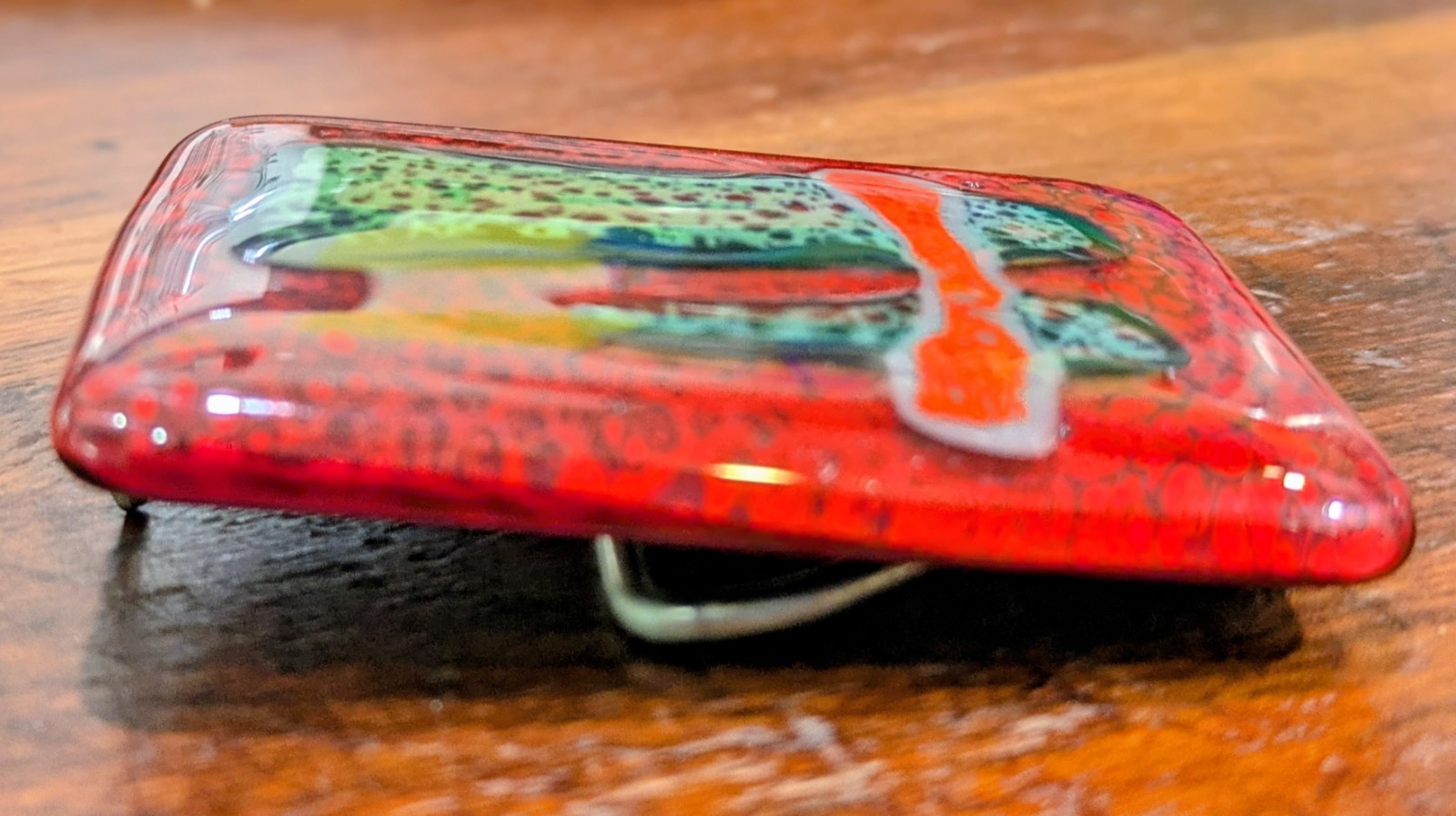 Abstract Glass Belt Buckle Red Green Orange Black Men&rsquo;s Clamp Closure 2 Inch