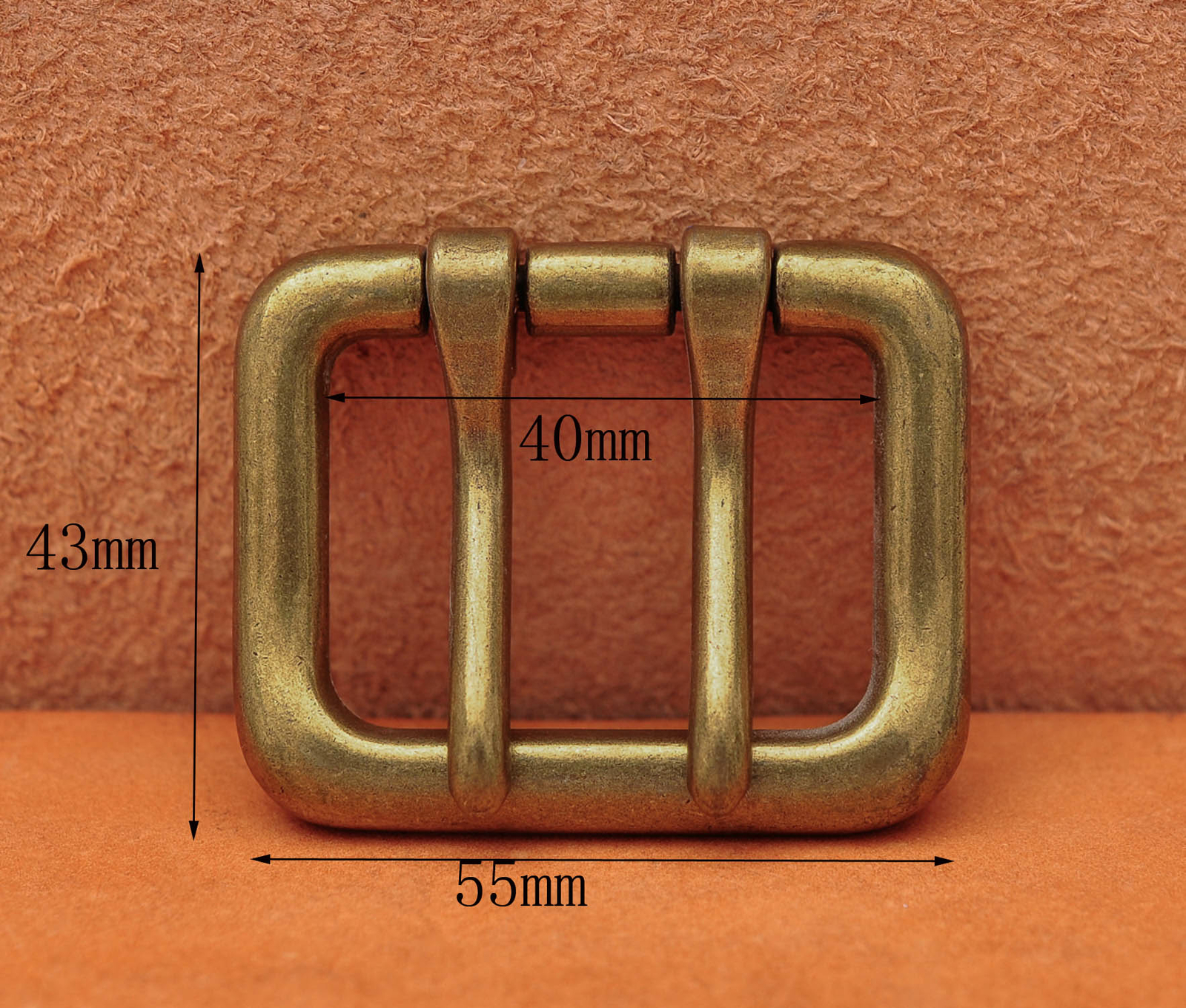 Men Retro Brass Double Tongue Pin Prong DIY Metal Belt Buckle Fits 40MM Straps