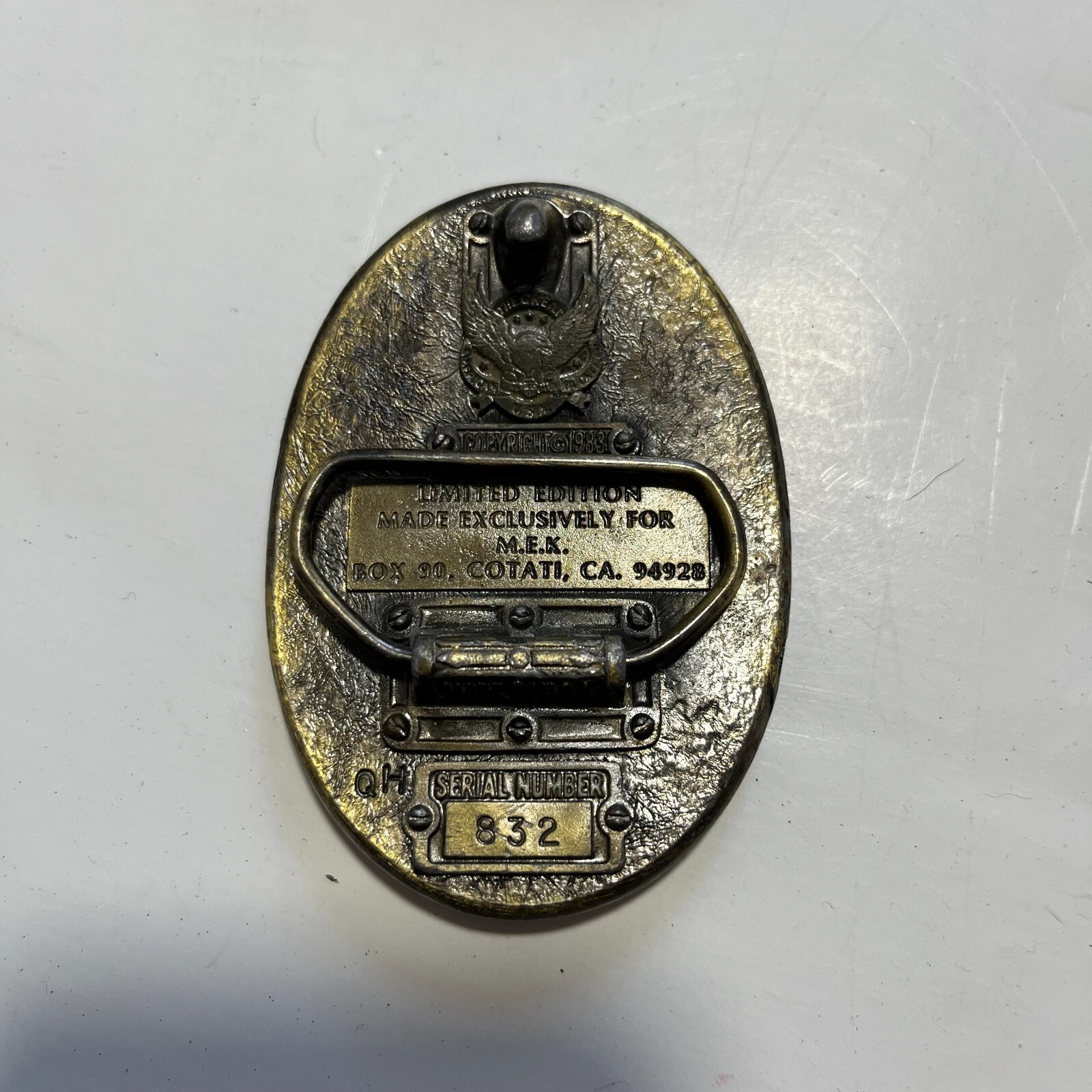 Vintage 1983 M.E.K. USS Arizona Memorial Pearl Harbor Metal Belt Buckle Limited