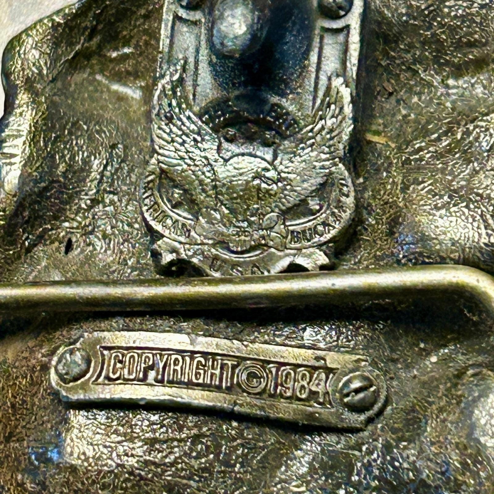 American Buckle Co Belt Buckle Unisex OS Green 1984 Vintage Knight Dragon J1421