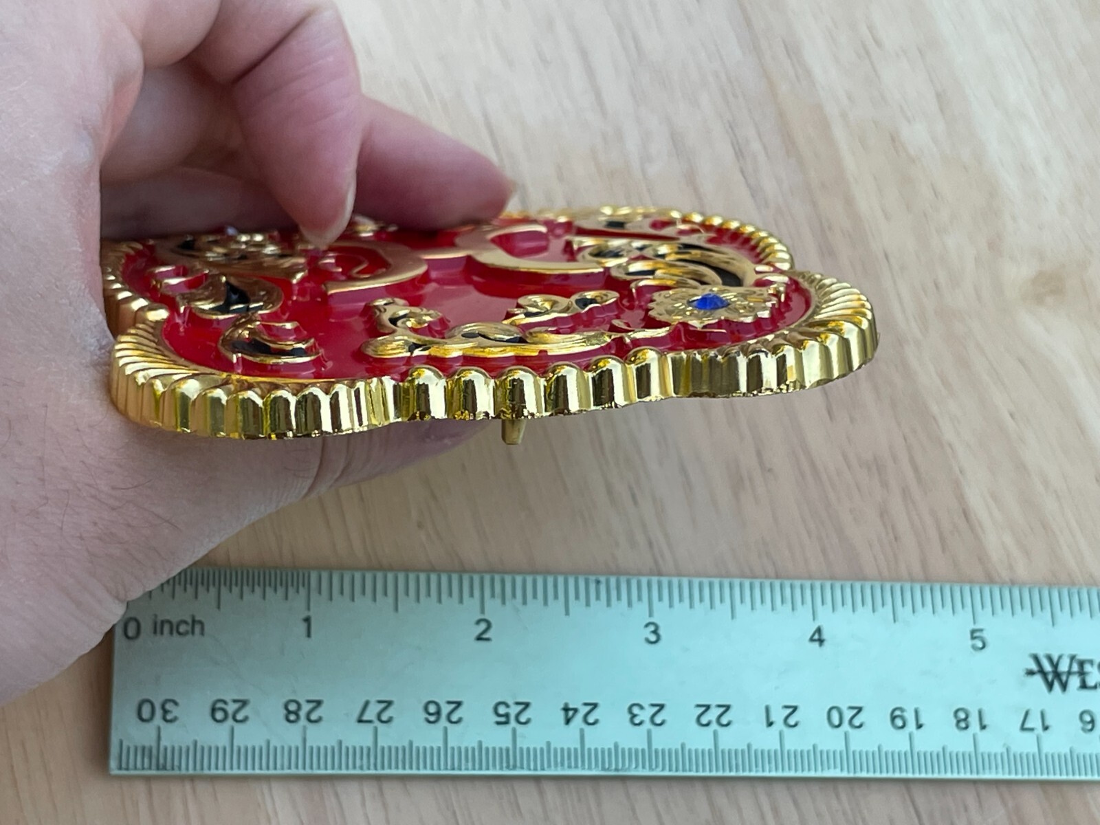 Western Buckle Gold Red Cowboy 4.5 »x3.5 » for 2 » Hooey Buckle Hebilla Vaquero