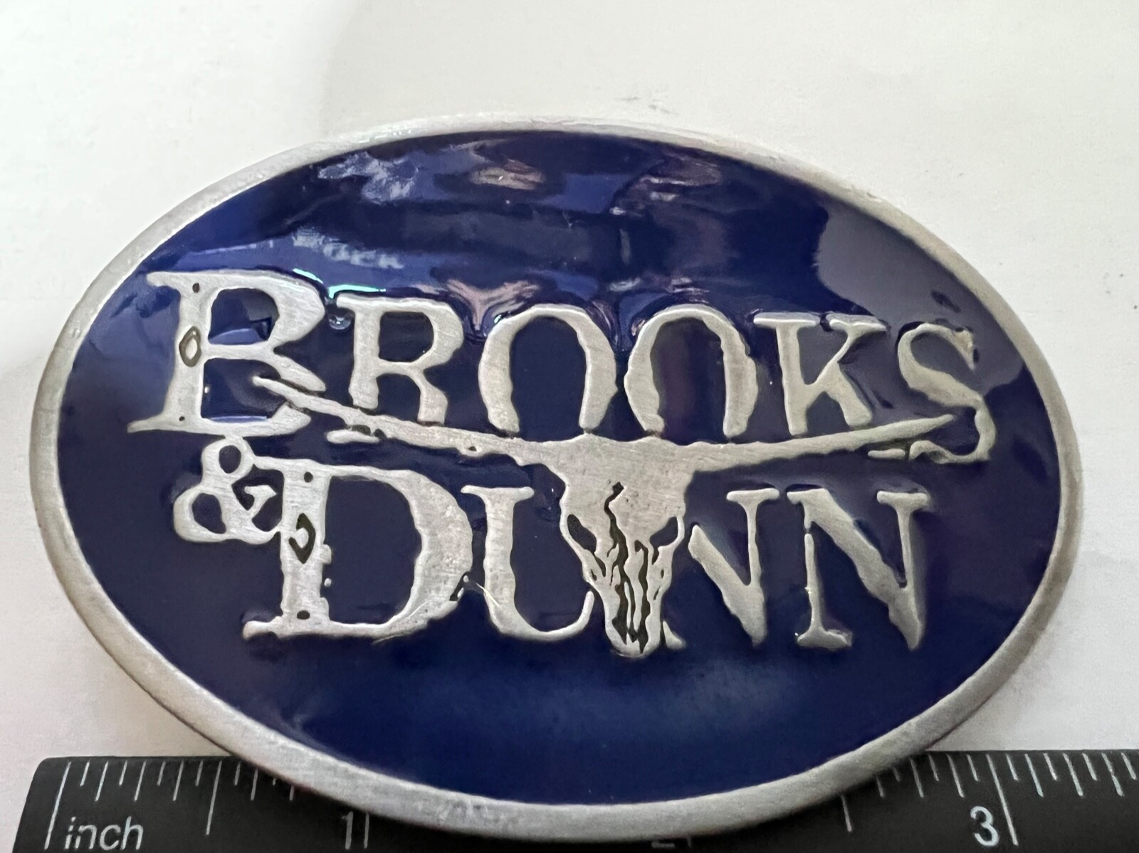 Brooks and Dunn Navy BLUE Enamel Belt Buckle Solid Metal Country Music Pewter