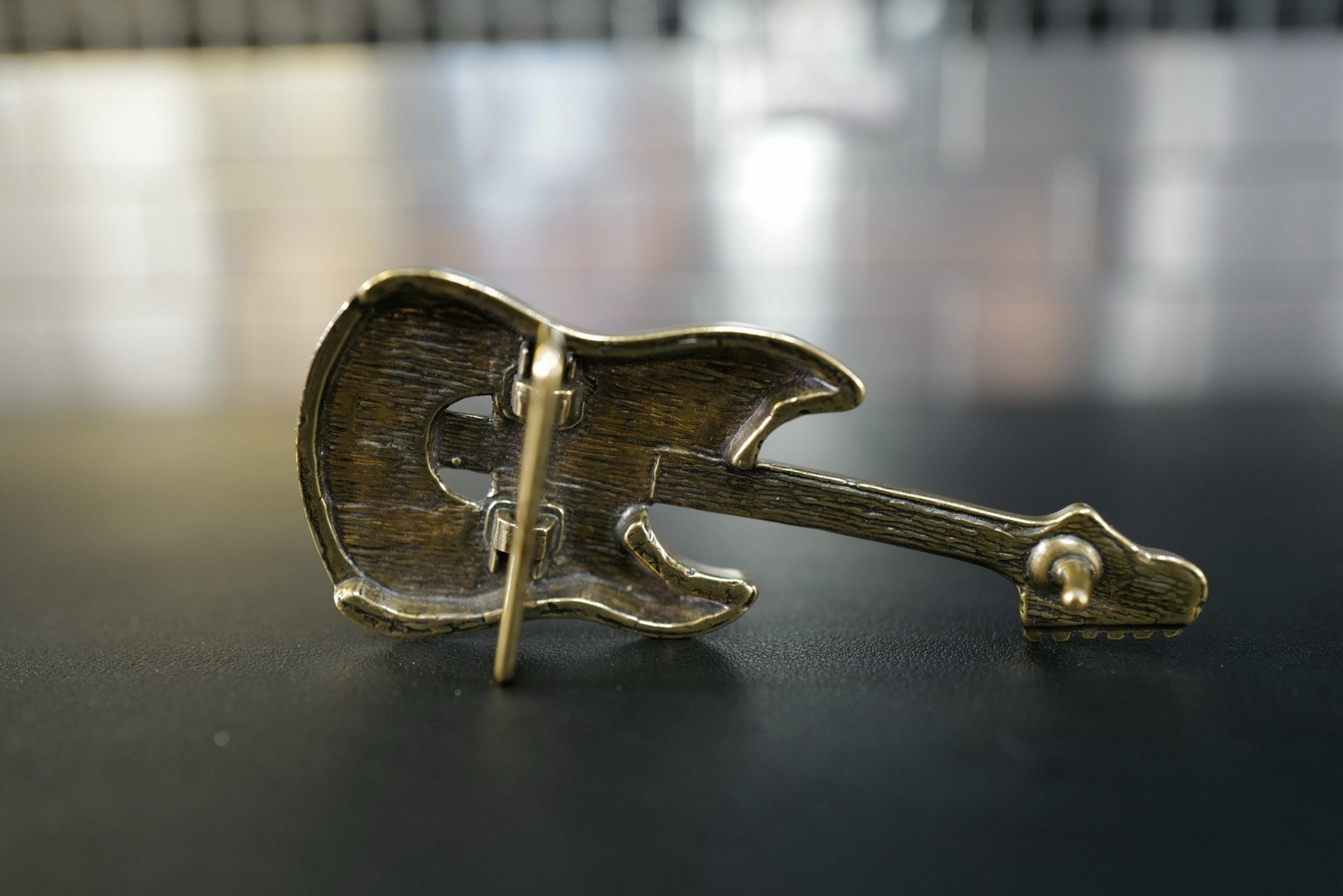 Guitar Belt Buckle – Brass Instrument Music Buckle 4 3/4s inches long Rock