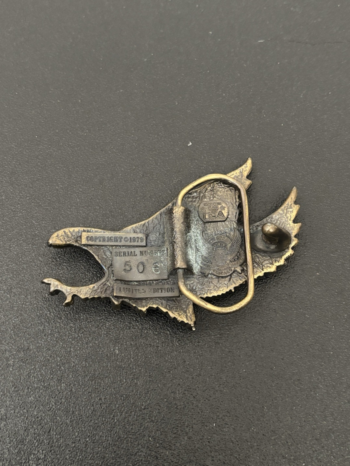 VTG 1979 THE GREAT AMERICAN CHICAGO BUCKLE CO. EAGLE BRASS LIMITED EDITION 506