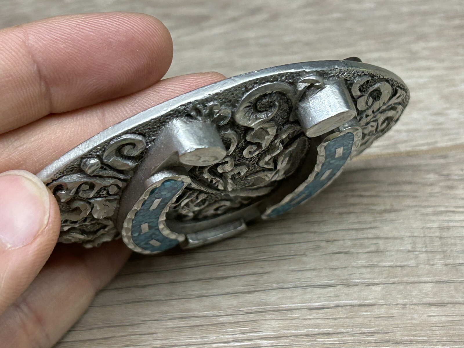 Enchantment 2002 Turquoise Horseshoe Belt Buckle Made In USA