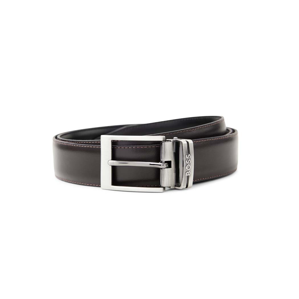 BOSS Men&rsquo;s Belt Reversible Belt 2 Buckles in Gift Box Self Shortening Reversible