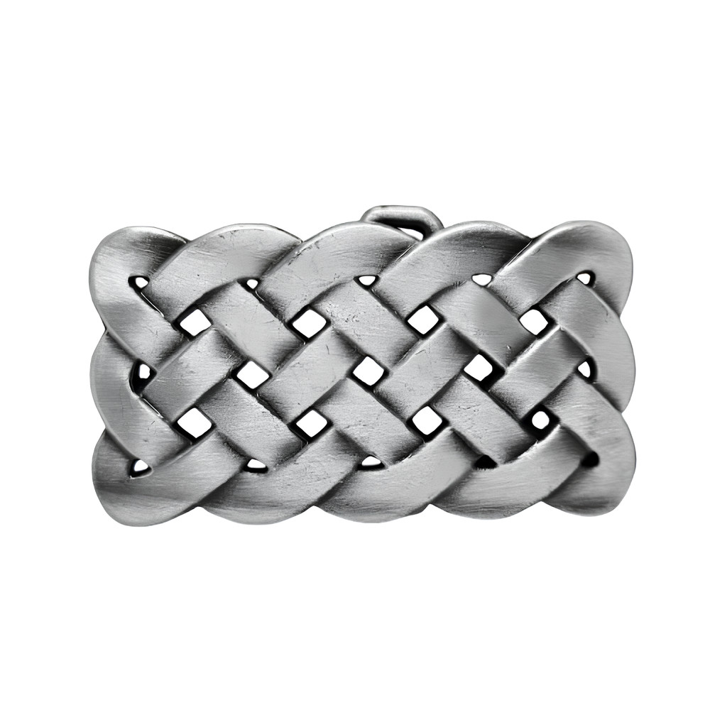 Celtic Knot Belt Buckle Solid Pewter Rectangle Knotwork 40mm Ethnic Alternative