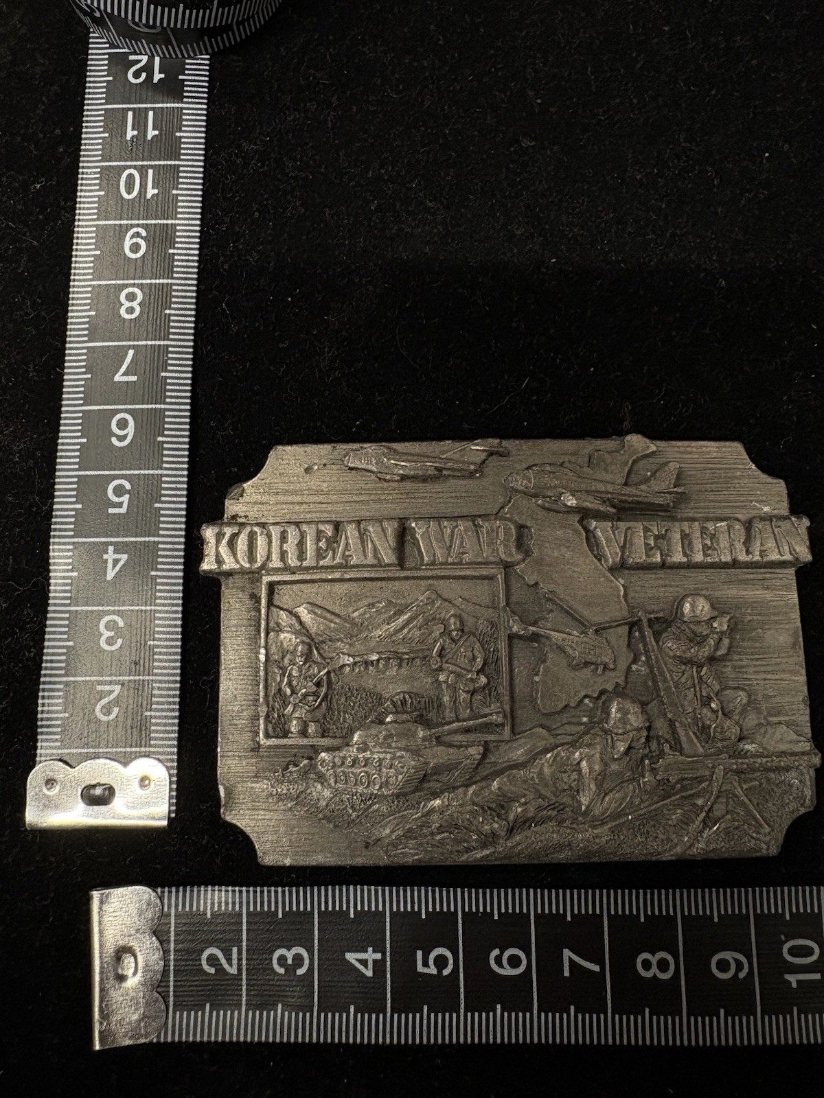 Vintage pewter Korean war Veteran belt buckles from the 1990s RARE