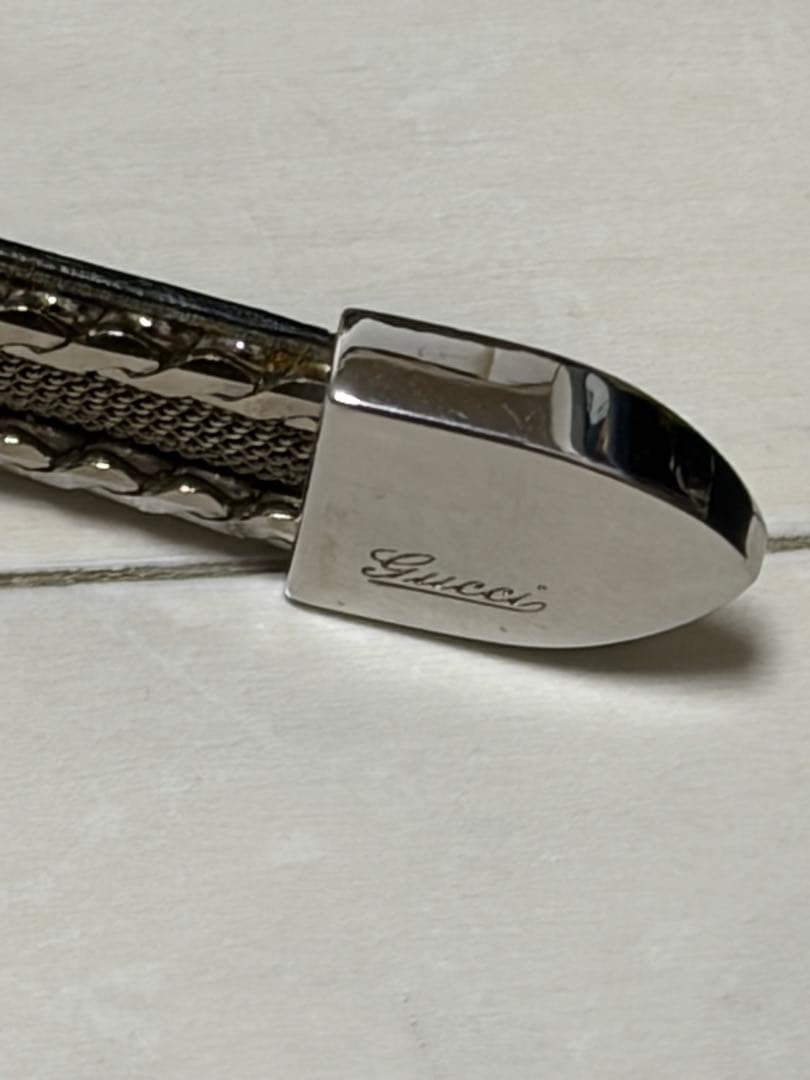 GUCCI Pre-Owned Silver Thin Leather Belt