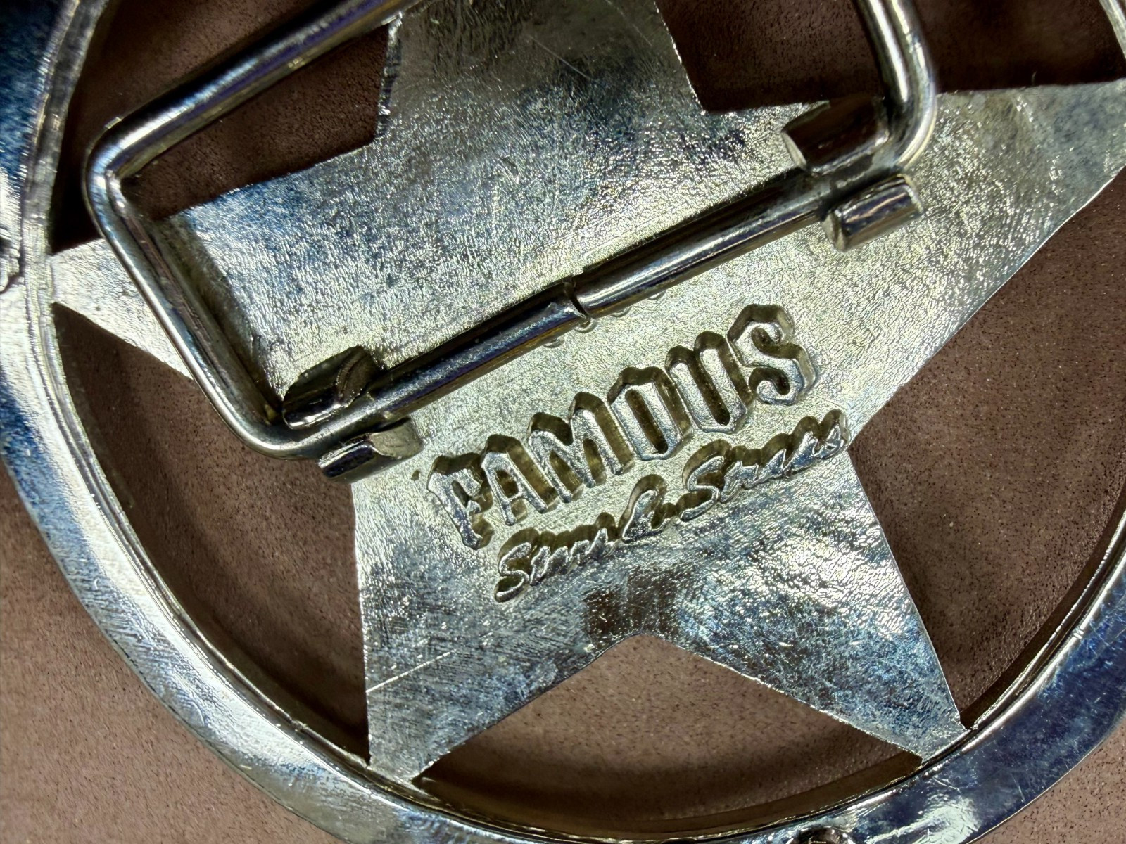 Famous Stars & Straps Five Point Star Logo See-Trough Silver Color Belt Buckle