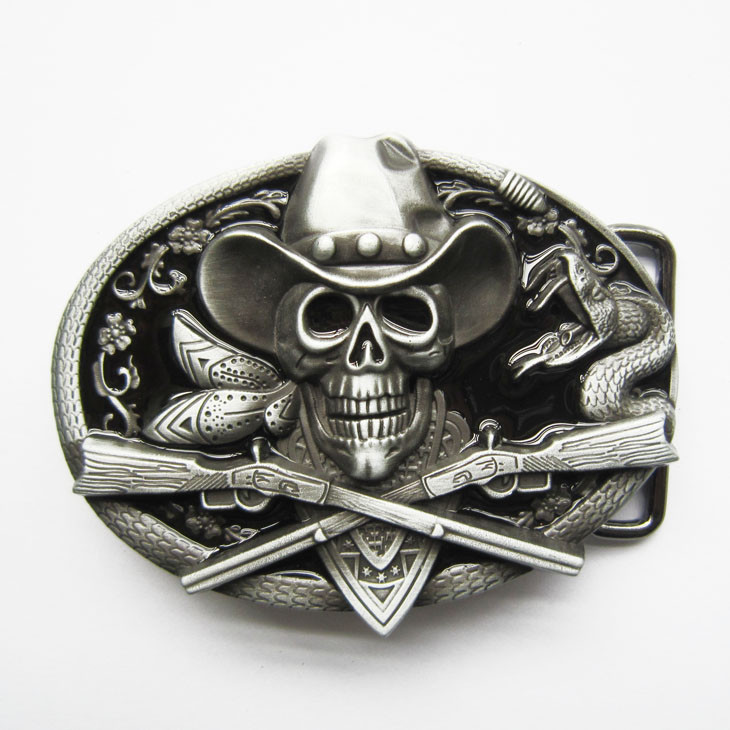 Vintage Style Rodeo Skull Cowboy Black Enamel Belt Buckle also Stock in the US