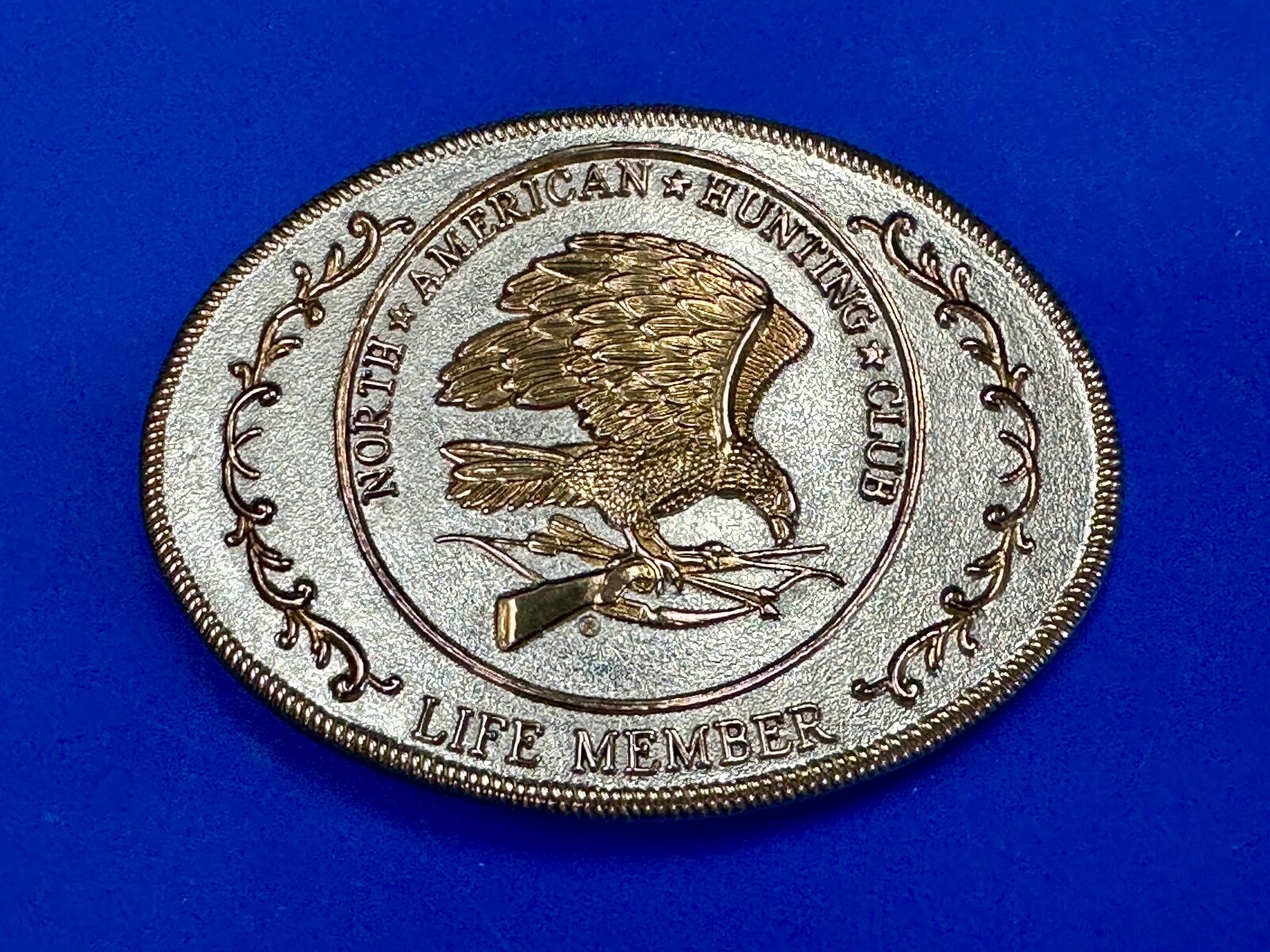 North American Hunting Club Life Member Eagle Vintage Two Tone Belt Buckle
