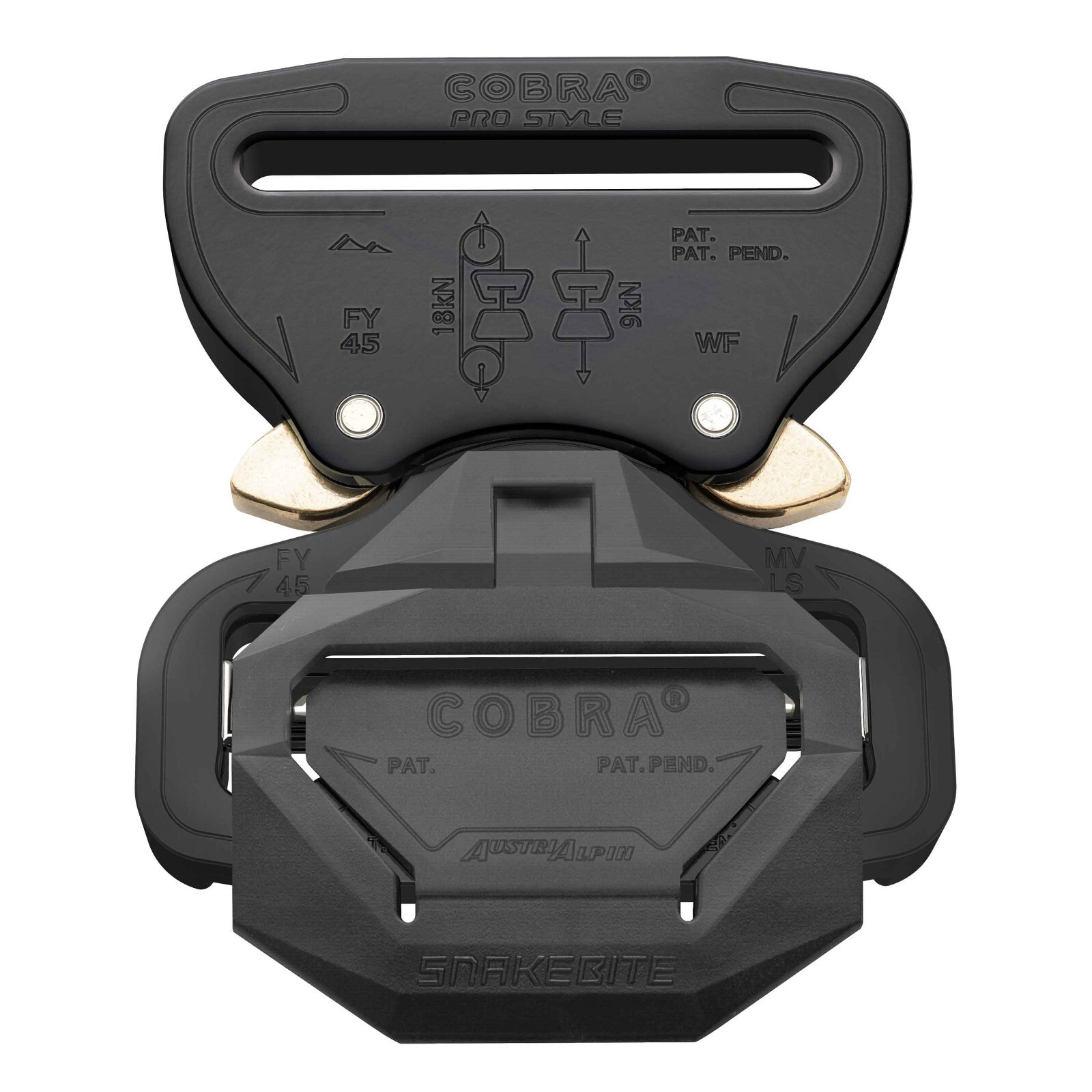 AustriAlpin 45mm / 1.75&Prime; Cobra Pro Style Snakebite Buckle Black – FY45KVF-LS