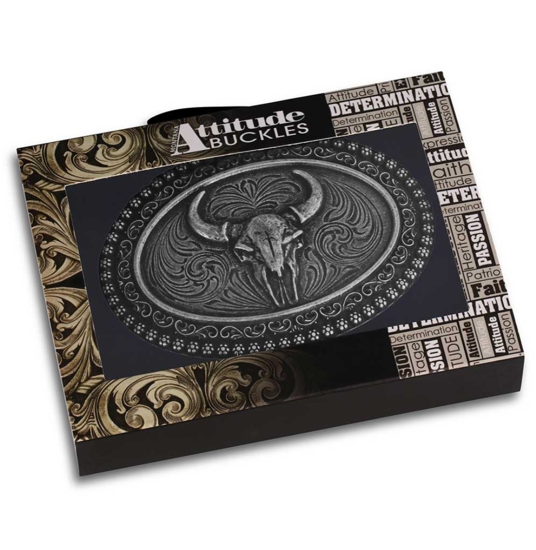 Montana Silversmiths Frontier Pride Buffalo Skull Western Belt Buckle NEW