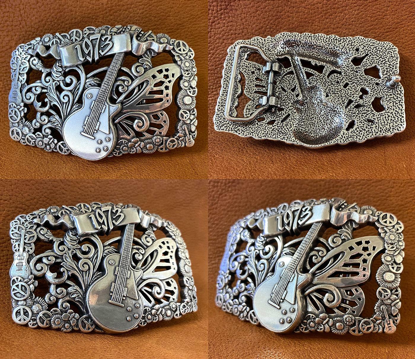 Unique Buckle 1973 Guitar Engraved Buckle Fits 1-1/2&Prime;(38mm) Wide Belt