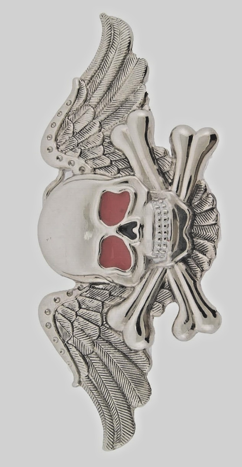 Skull Belt Buckle Skeleton Feather Silver Metal Halloween Pirate Costume Cosplay