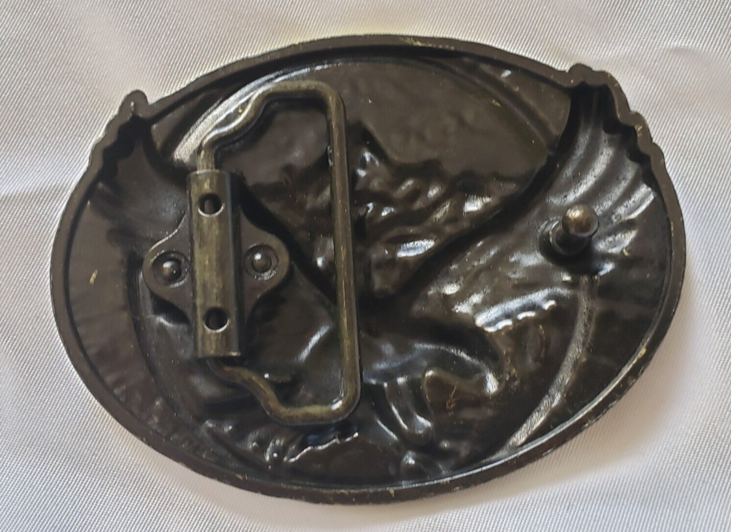 Bald Eagle Soaring 3D Image Aluminum Belt Buckle Golden Aged Bronze Color