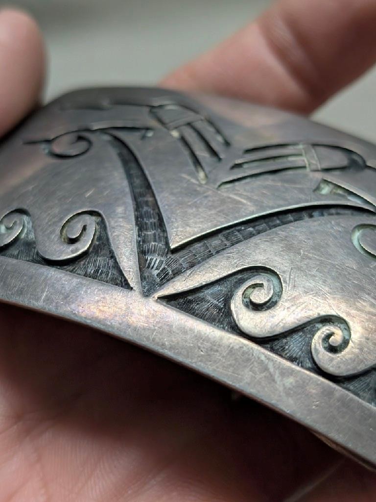 vintage HOPI belt buckle NATIVE AMERICAN INDIAN zuni MCBRIDE sterling silver