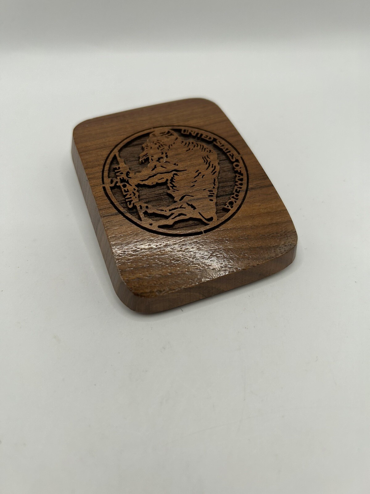 Vintage Buffalo Nickel LASER Etched Wood Belt Buckle