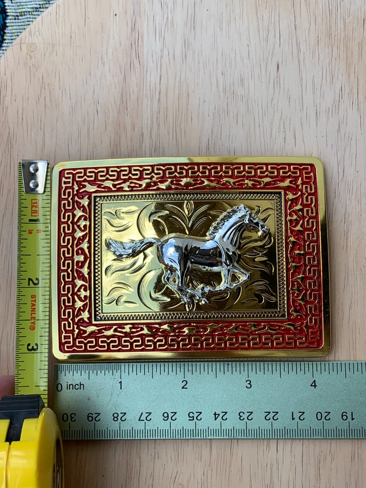 Western Buckle Gold Silver Red Running Horse Cowboy Fit 2 » Hebillas Vaqueras