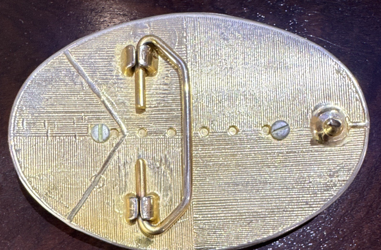 Oval Western Belt Buckle Gold Silver Floral Engraved One Dollar Coin Design