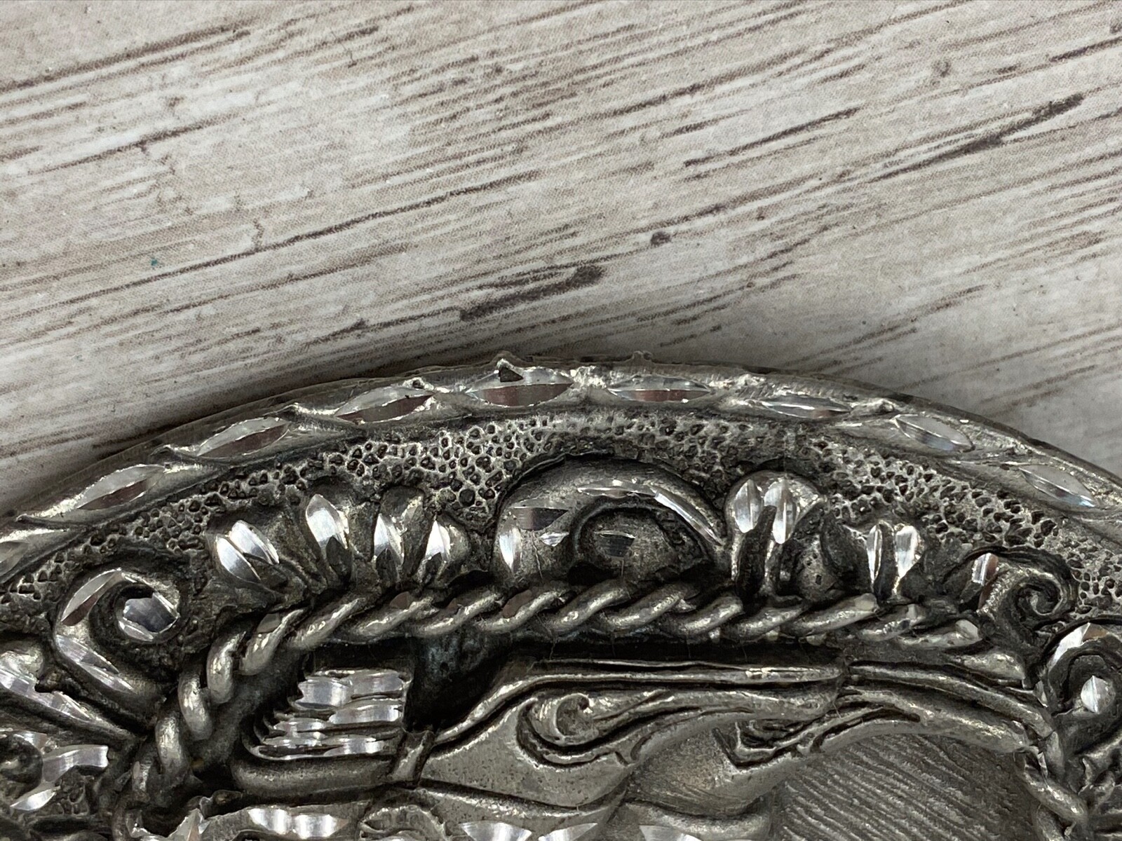 Vintage 1970s Solid Pewter Design Cowboy Cowgirl Western Boots Belt Buckle USA