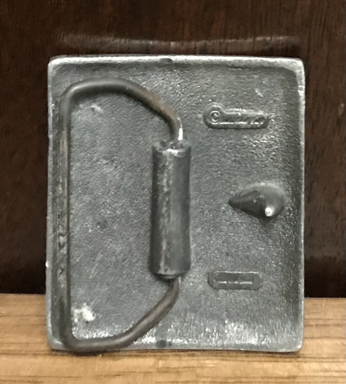 Vintage Jesse McLeod Design Pewter Belt Buckle Indiana Metal Craft 1-7/8”x 2-1/8