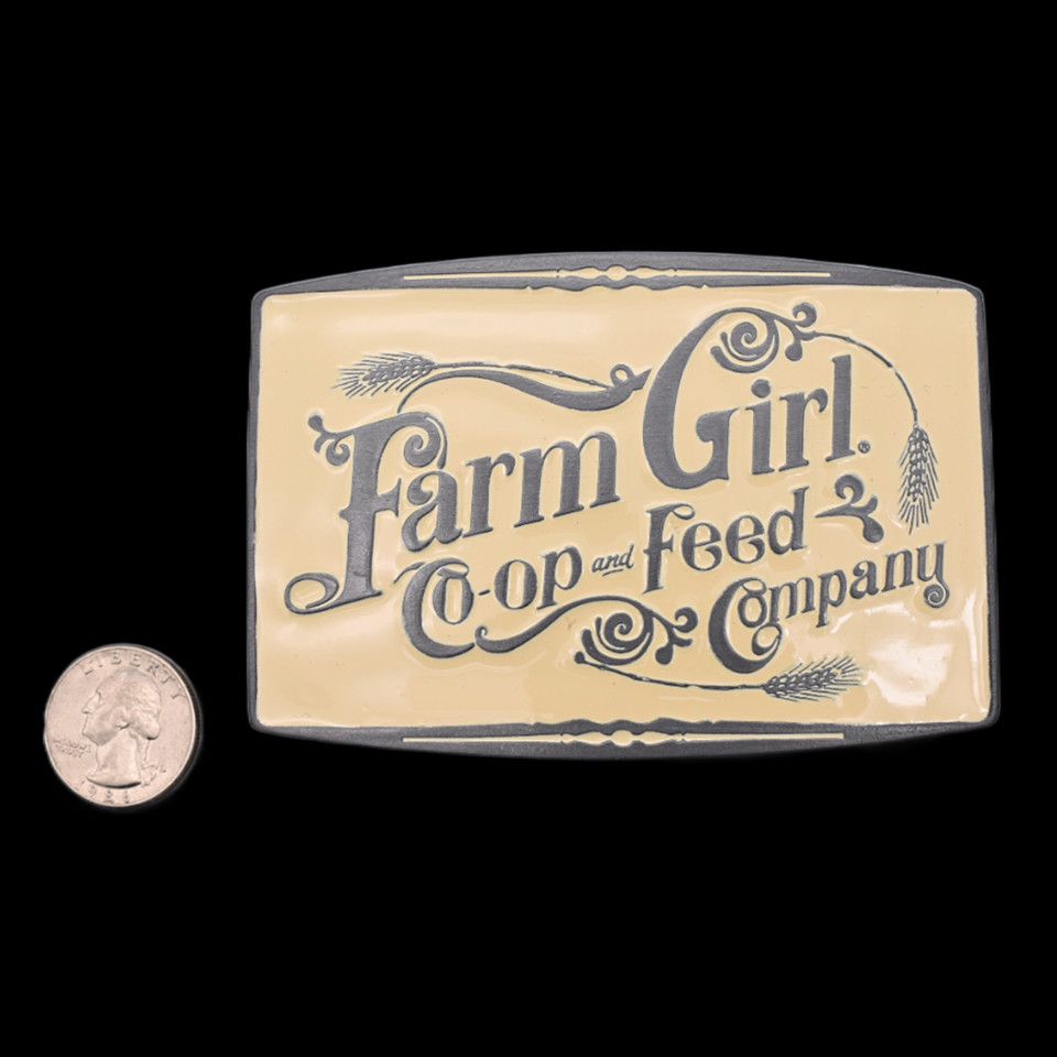 Farm Girl Coop Feed Co. Western Cute Boho Tomboy Cowgirl Belt Buckle