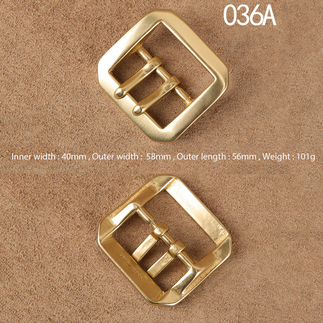Octagonal Solid Brass Pin Belt Buckle For Men Women Leatherwork Craft DIY 4.0CM