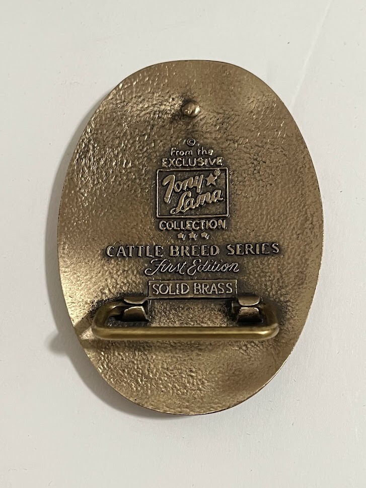 Tony Lama Brass Belt Buckle Maine Anjou Cattle Breed Series 1st Edition NOS