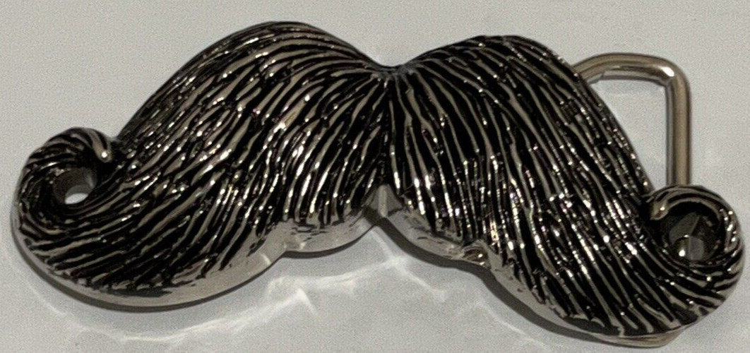 Mustache Belt Buckle Metal Psychobilly Rockabilly Biker Punk Heavy Funny