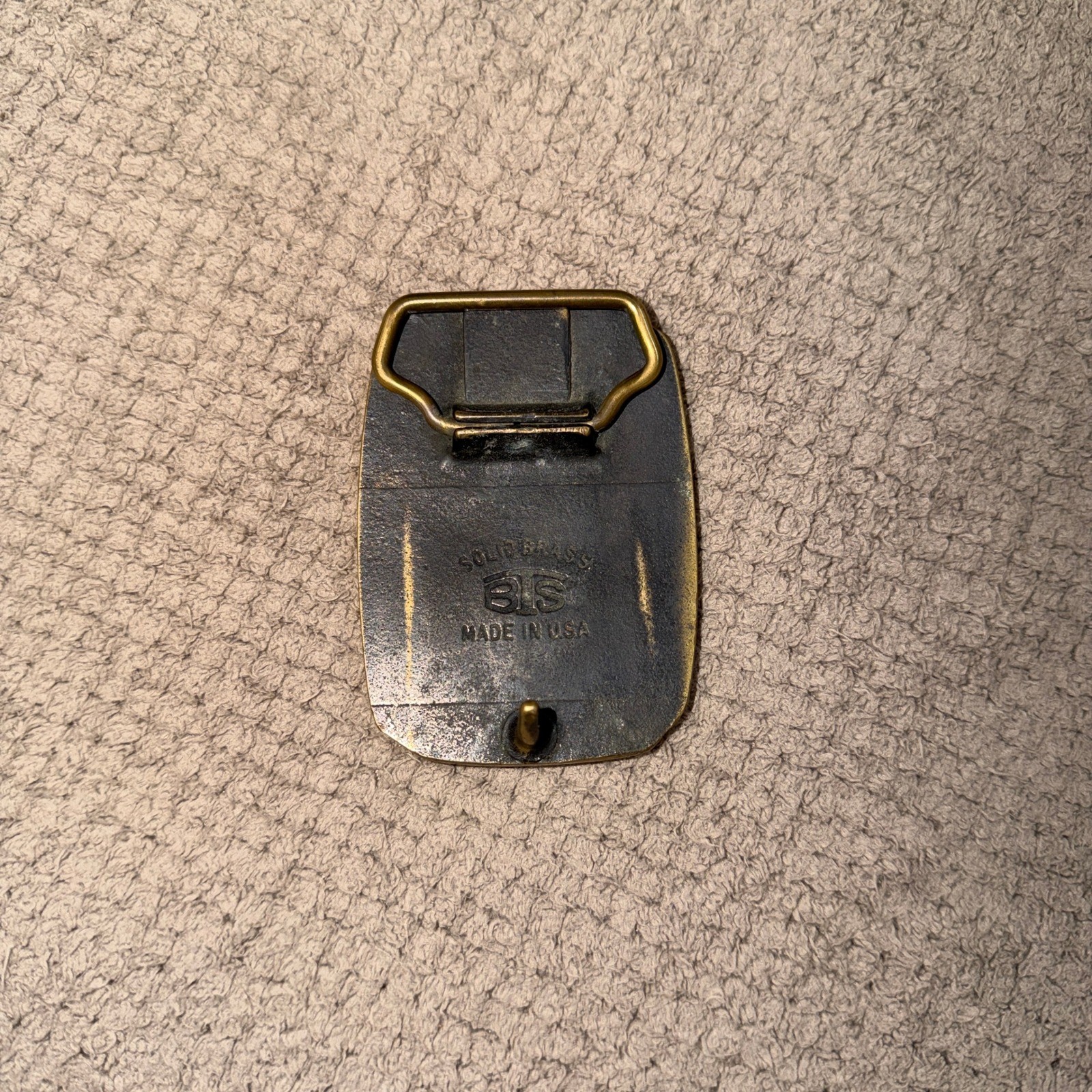 Vintage 1980s BTS Solid Brass Bass Fish Belt Buckle USA Made Scalloped Edge OS