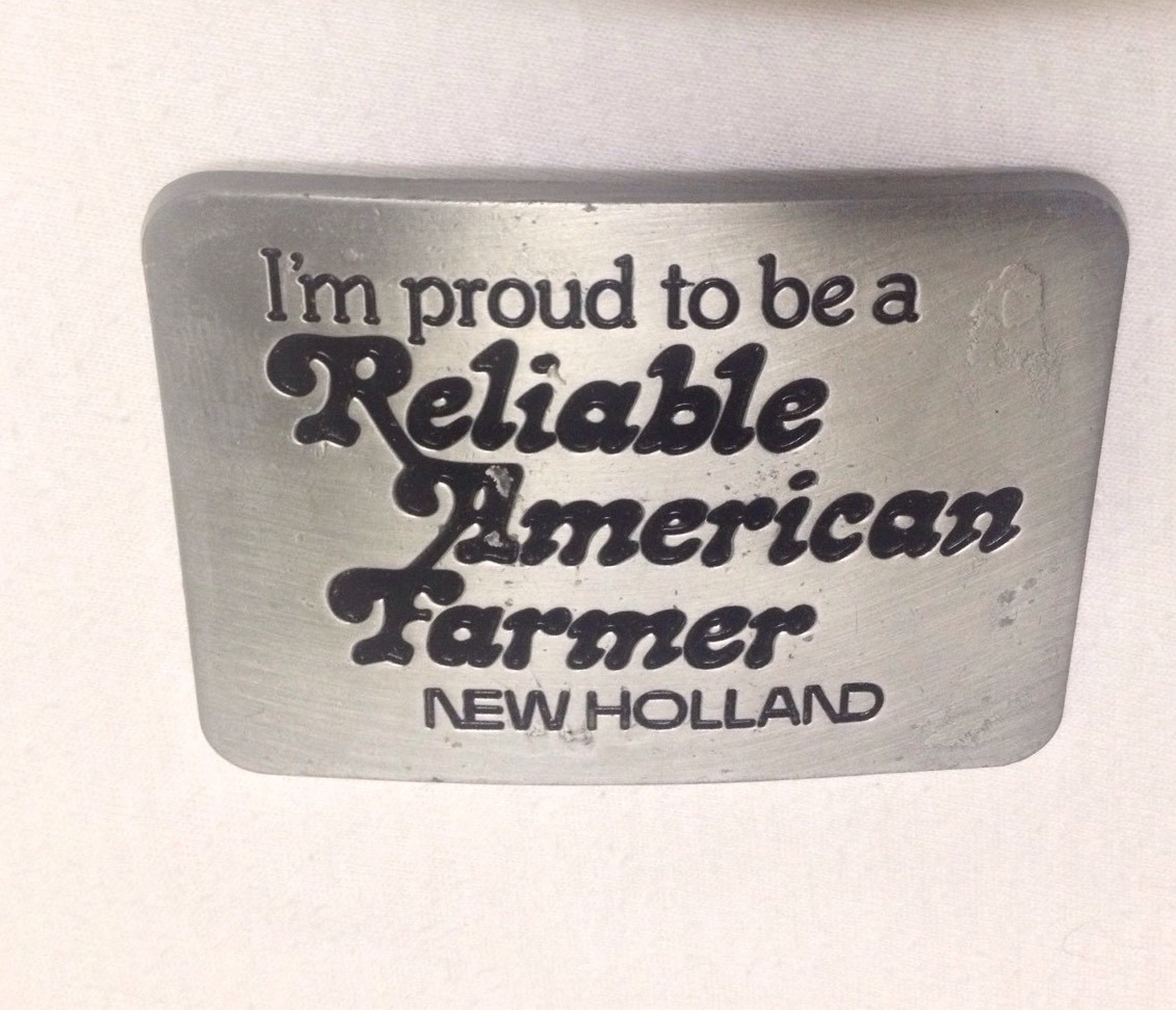 New Holland Farming Metal Belt Buckle Proud To Be An American Farmer Americana