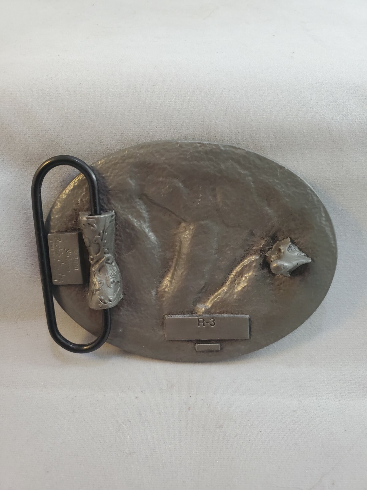 Black Enameled Diamond Cut Pewter Horse Buckle