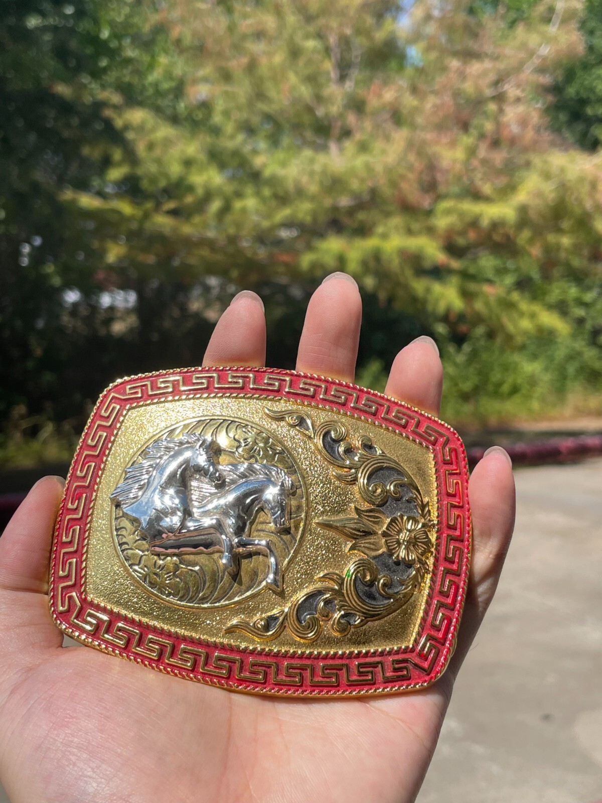 Western Buckle Gold Silver Red Horse Head Buckle Cowboy 2 » Hebillas Vaqueras