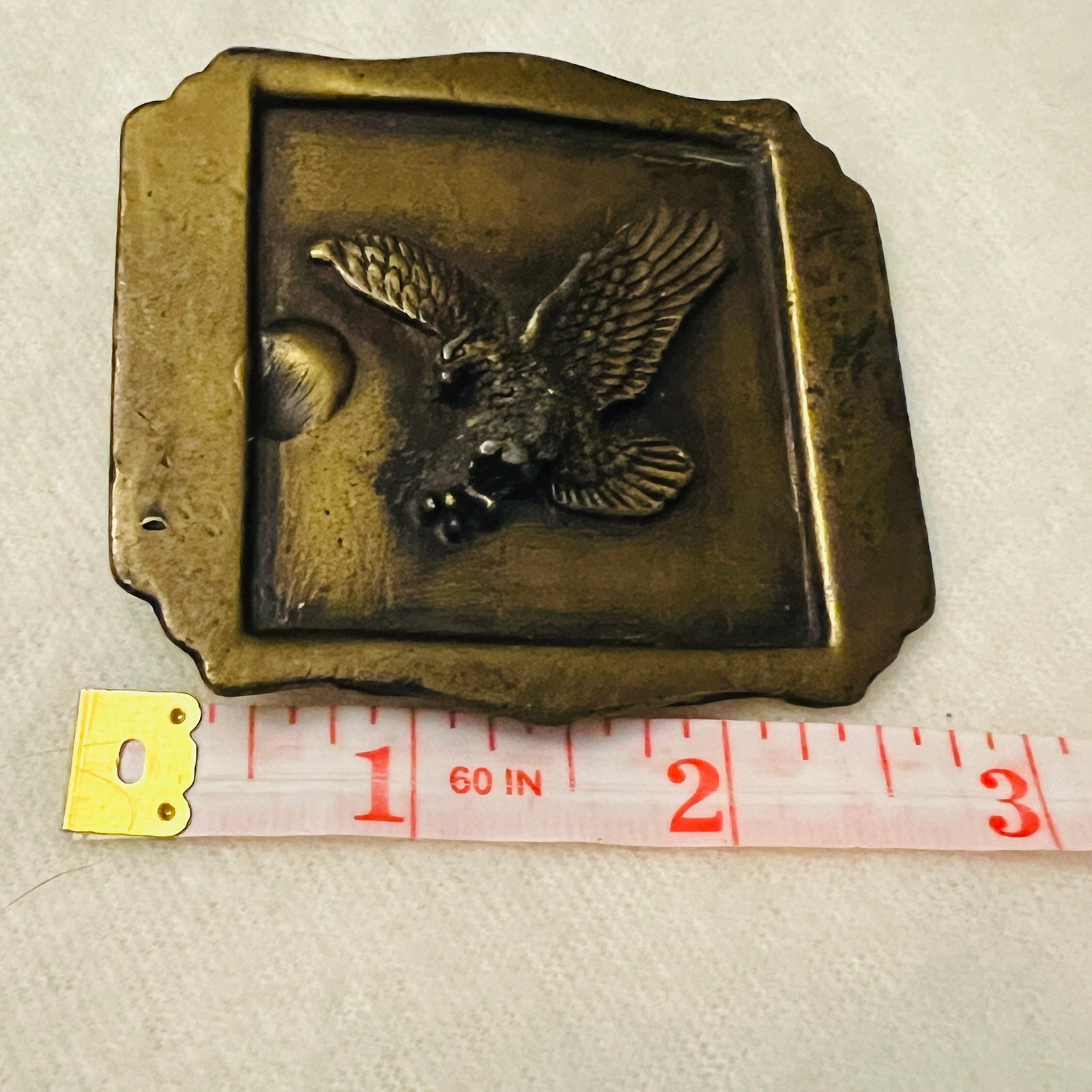 Vintage Solid Brass Eagle Belt Buckle Western Americana Biker Heavy Cast 4.06 oz