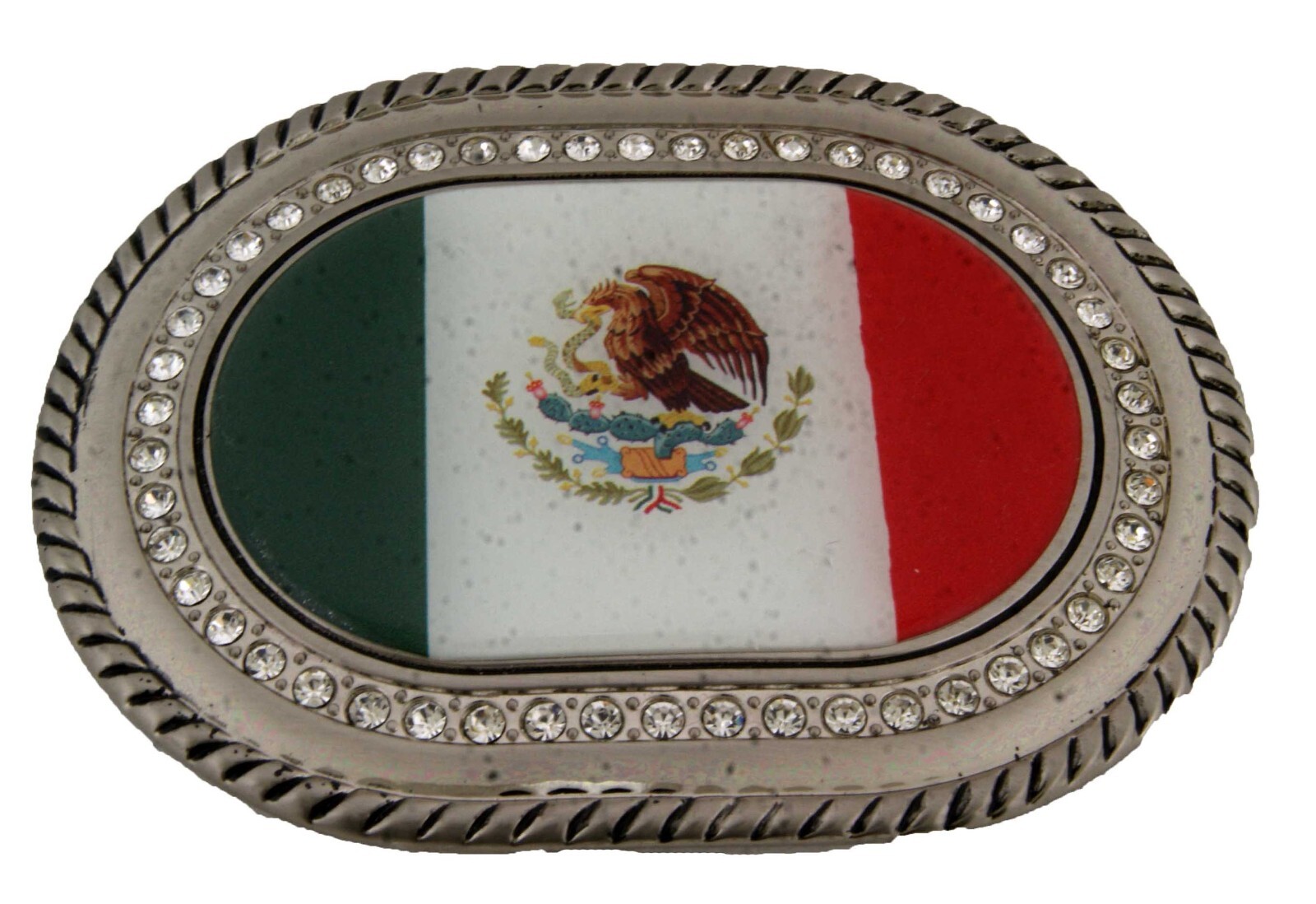 Mexico Flag Belt Buckle Mexican National Day Gift Soccer Team Silver Iced Style