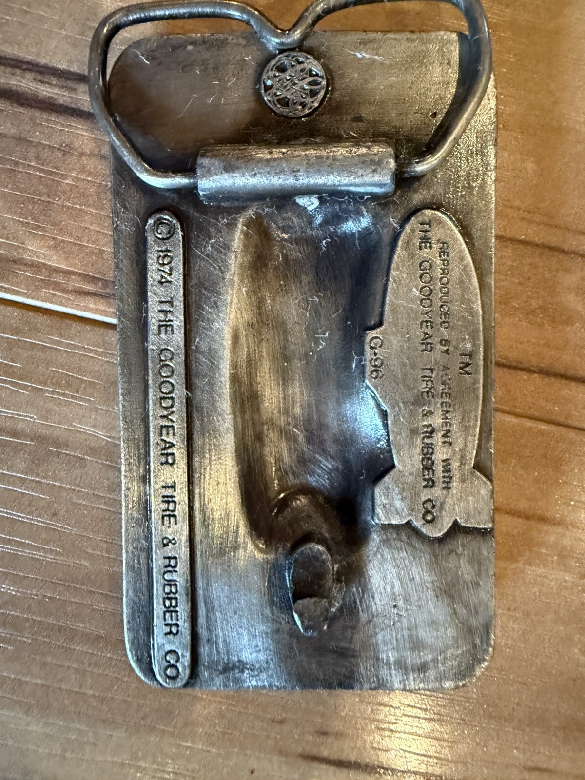 Vintage 1974 The Goodyear Blimp Tire & Rubber Co Pewter Belt Buckle