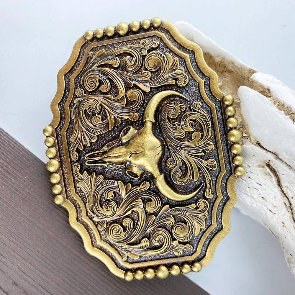 Western Cowboy Belt Buckle – Texas Bull Skull Belt Buckle for Men women