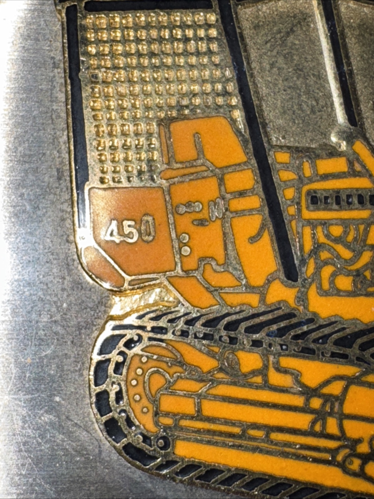 Vintage 450 BullDozer Tracks Construction Tractor New Old Stock Belt Buckle Gold
