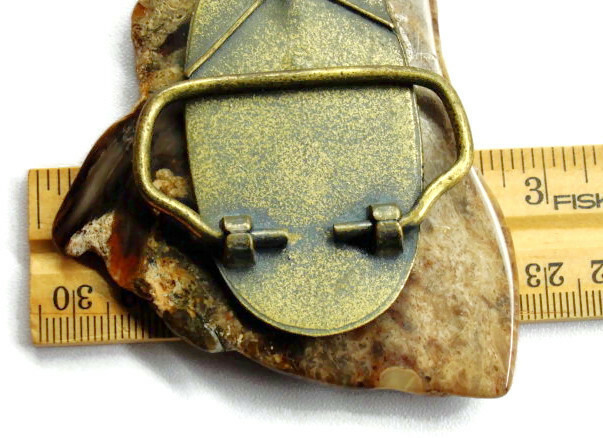 Belt Buckle Large Brown Natural Stone Polished Marble One of a Kind Handmade